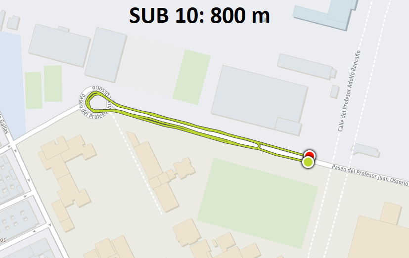 Recorrido de 800 m Sub 10