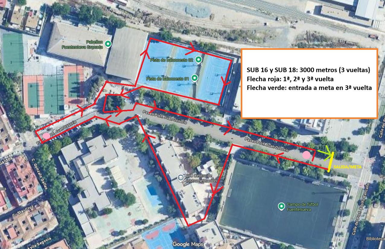 Recorrido 3000 m Categorías SUB-16 y SUB-18