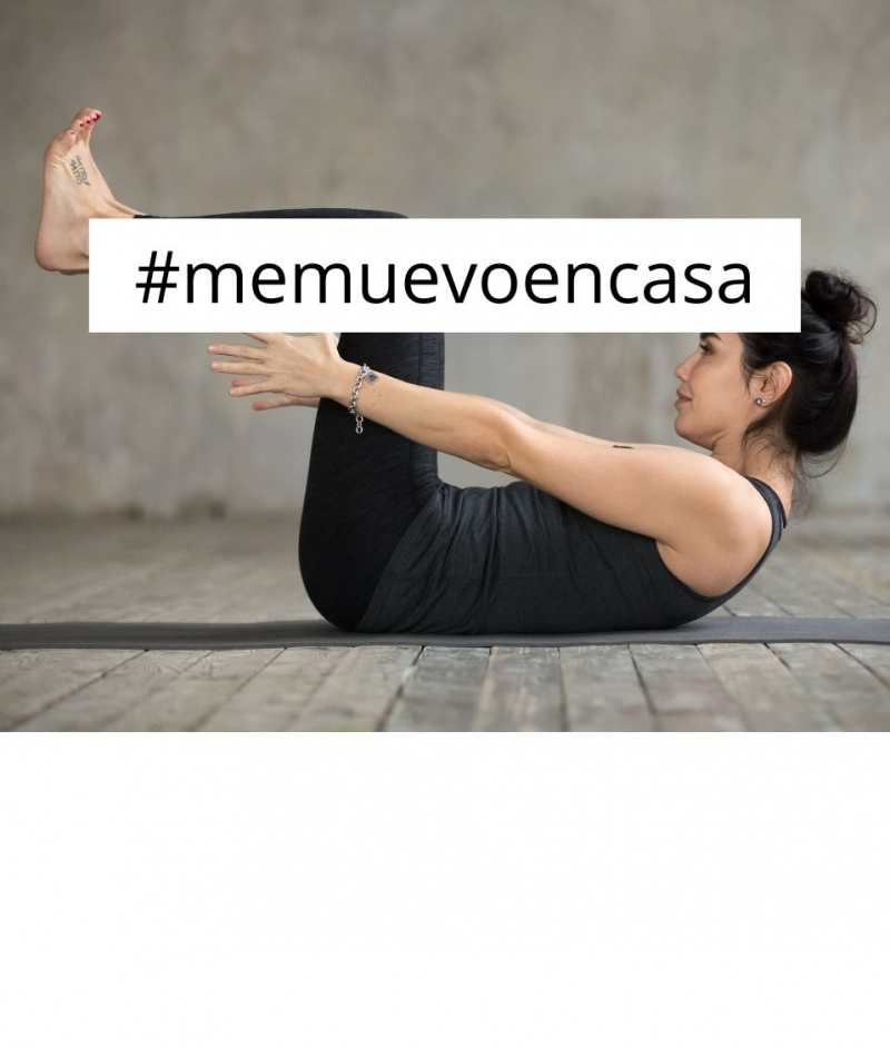 Sesión 24 Me muevo en casa Usuaria realizando ejercicio de CORE sobre colchoneta de pilates